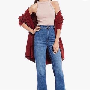 Free People Eucalyptus Oversized Cardigan - Burgundy / Rust Color - Size Large